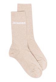 Jacquemus logo-jacquard ribbed socks - Marrone