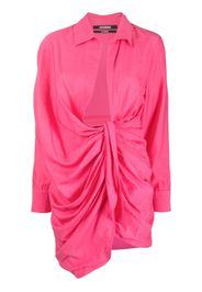 Jacquemus La Robe Bahia draped shirtdress - Rosa