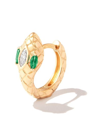 Jacquie Aiche 14kt rose gold Head Snake diamond and emerald earring - Oro