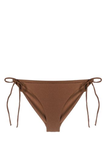 JADE Swim metallic-sheen side-tie bikini bottoms - Marrone