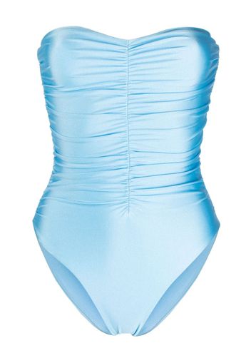 JADE Swim Incline high-rise ruched swimsuit - PACFS PACIFIC SHEEN