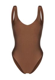 JADE Swim metallic-sheen scoop-back swimsuit - Marrone