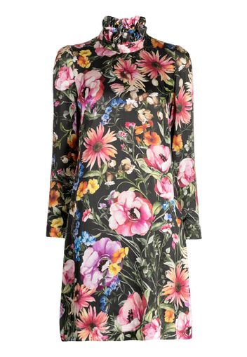 JANE Romeo floral-print shift minidress - Nero