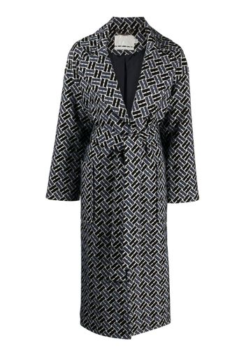 JANE Rembrandt graphic-print midi coat - Blu