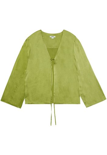 Jason Wu long-sleeve tied silk shirt - Verde