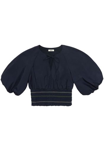 Jason Wu puff-sleeve cropped cotton blouse - Blu