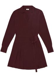 Jason Wu long-sleeve pleated silk minidress - Rosso