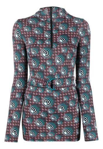 Jean Paul Gaultier Pre-Owned 1996 spiral print belted hooded top - Blu