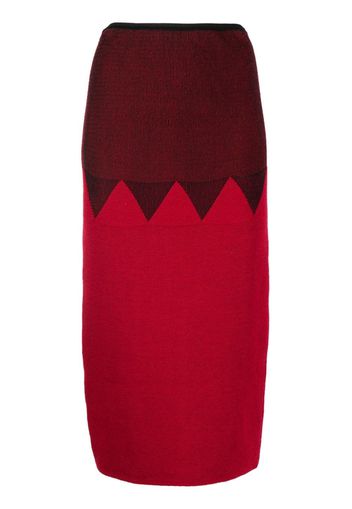 Jean Paul Gaultier Pre-Owned 1987 zigzag knit midi skirt - Rosso