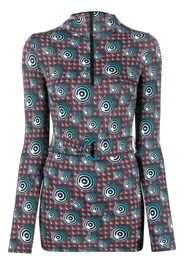 Jean Paul Gaultier Pre-Owned 1996 spiral print belted hooded top - Blu