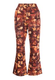 Jean Paul Gaultier Pre-Owned 1990s sculpture-print flared cropped trousers - Rosso