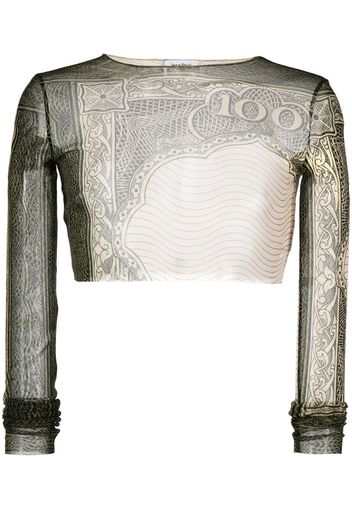 Jean Paul Gaultier graphic-print stretch cropped top - Toni neutri