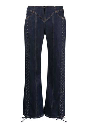 Jean Paul Gaultier lace-up low-waist jeans - Blu