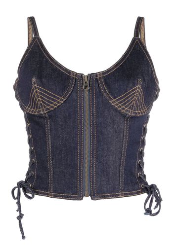 Jean Paul Gaultier contrast-stitching denim corset top - Blu