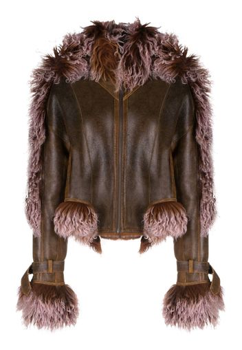 Jean Paul Gaultier x KNWLS shearling-trim leather jacket - Marrone