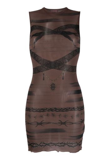 Jean Paul Gaultier graphic-print sleeveless minidress - Nero