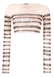 Jean Paul Gaultier stripe-print crop top - Toni neutri