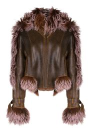 Jean Paul Gaultier x KNWLS shearling-trim leather jacket - Marrone