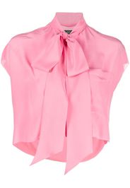 Jejia gathered-tie cropped silk blouse - Rosa