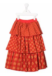 Jelly Mallow geometric-print ruffled skirt - Rosso