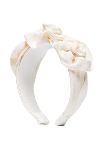 white Rosette silk headband