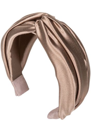 Jennifer Behr Twist silk satin headband - Marrone