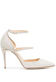 Jennifer Chamandi Enrico Ankle-Strap 105mm leather pumps - Argento