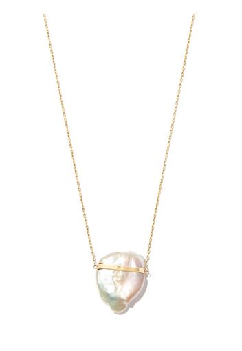 JIA JIA 14kt yellow gold flat pearl bar pendant necklace - Oro