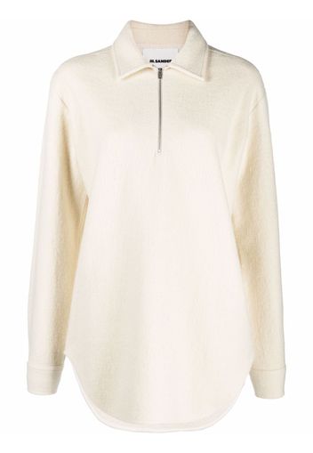 Jil Sander zip-placket jersey polo top - Bianco