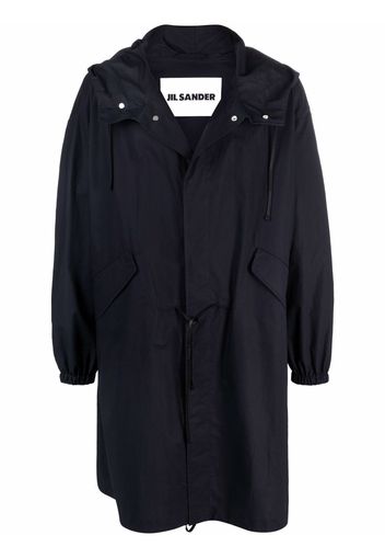 Jil Sander logo-print hooded parka - Blu