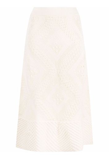 Jil Sander open-knit patterned midi skirt - Bianco