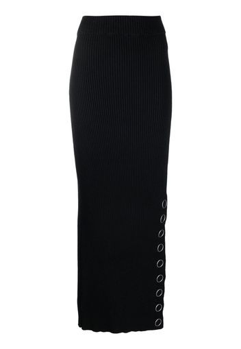 Jil Sander press-stud rib-knit maxi skirt - Blu