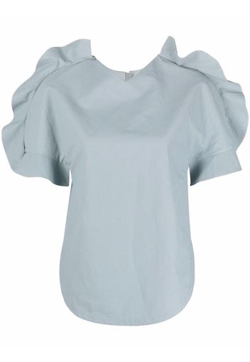 Jil Sander ruffle-trimmed short-sleeve T-shirt - Blu