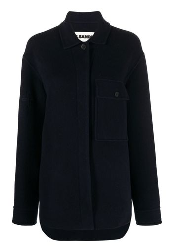 JIL SANDER flocked-monogram wool jacket - Blu