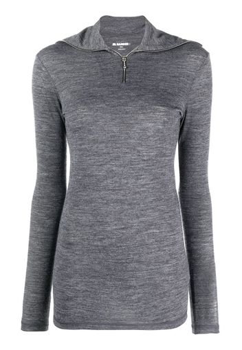 Jil Sander logo-print roll-neck knitted top - Grigio