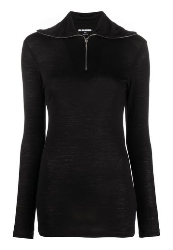 Jil Sander logo-print roll-neck knitted top - Nero