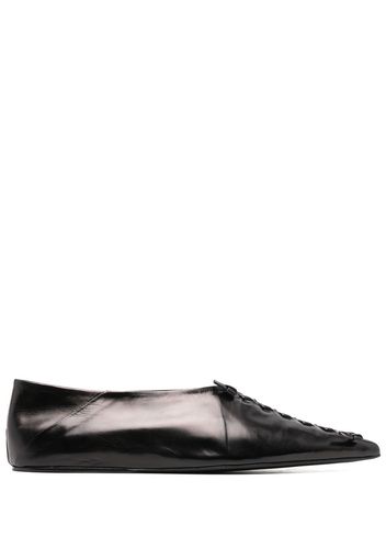 Jil Sander knot-detailing leather ballerina shoes - Nero