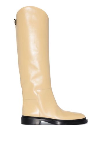 JIL SANDER knee-length leather boots - Toni neutri