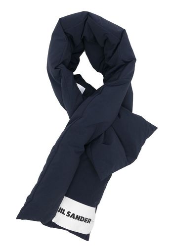 Jil Sander logo-patch down-padded scarf - Blu