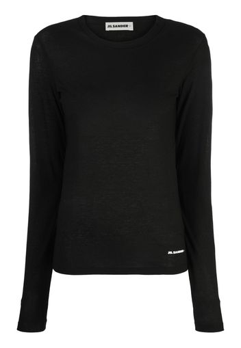 Jil Sander Top girocollo a maniche lunghe - Nero