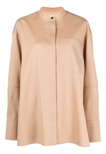 Jil Sander collarless button-front shirt - Marrone