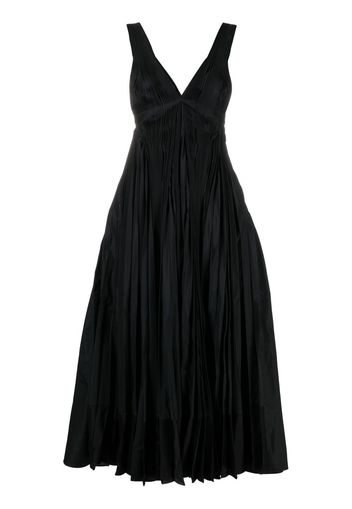 Jil Sander pleated V-neck evening dress - Nero