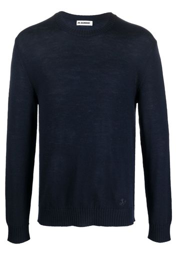 Jil Sander embroidered-logo crew neck jumper - Blu