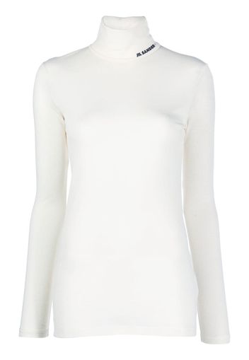 Jil Sander logo-print roll-neck top - Bianco