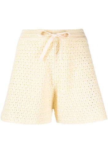 Jil Sander open knit drawstring shorts - Giallo