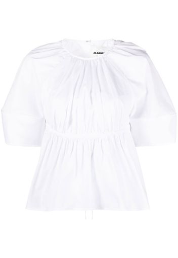 Jil Sander pleated cut-out poplin blouse - Bianco