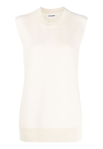 Jil Sander cashmere wool blend knit vest - Bianco