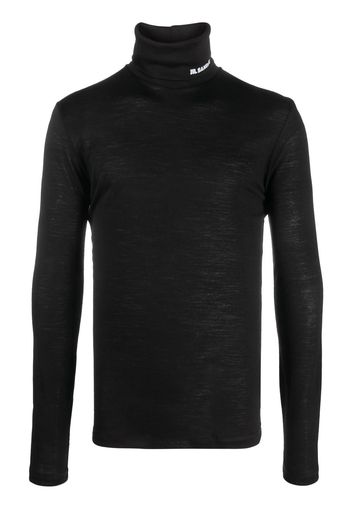 Jil Sander logo-print roll-neck jumper - Nero