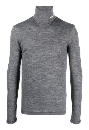 Jil Sander logo-print roll-neck jumper - Grigio