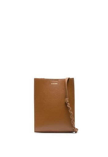 Jil Sander logo-lettering leather shoulder bag - Marrone